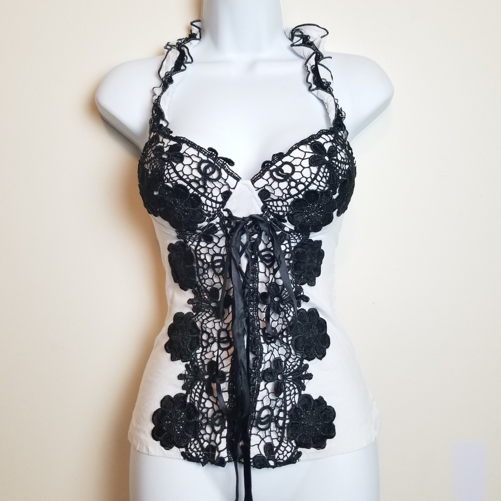 Lace up halter padded corset top